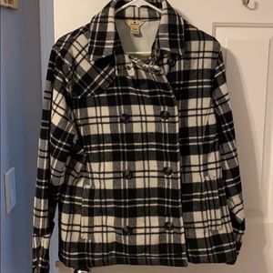 Ladies Plaid Wool Pea Coat
